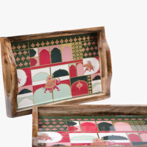 Wooden Rectangular Tray Set of 2