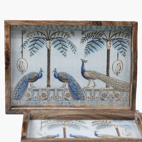 Wooden Rectangular Tray Set of 2 - Image 2