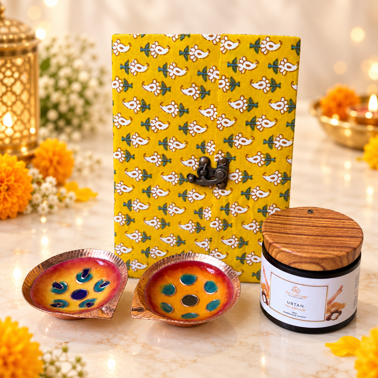 The Meeraavi Festive Box - Copper Diyas & Keepsake Gift Box