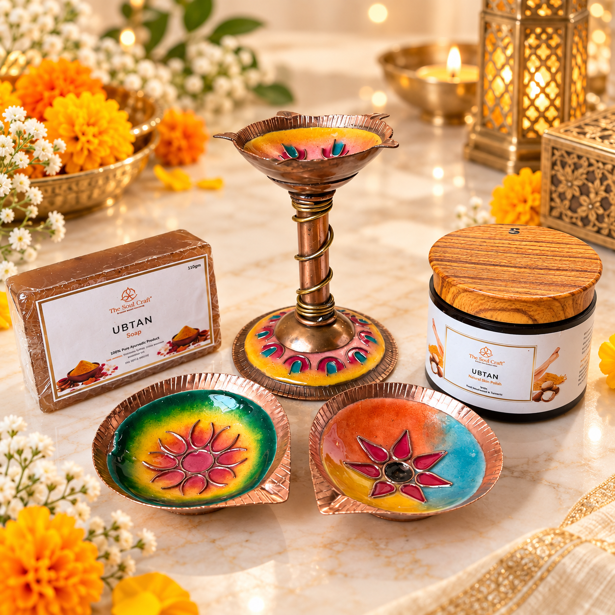 The Celebration Hamper - Samai, Diyas, Ubtan Soap & Scrub